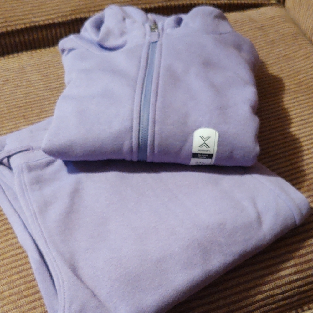 Lavender Zip-Up Hoodie and Pants Set